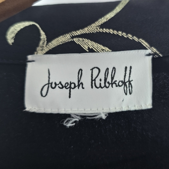 Joseph Ribkoff Jacket Womens Medium Black Silver Metallic Cuffed Shirt Blouse - Picture 3 of 10